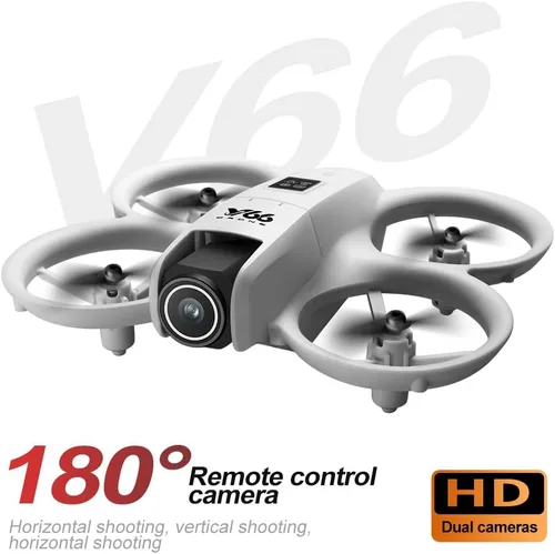 Vista 4 de Dron pequeño RC con cámaras duales, protector de hélices, mantenimiento de altitud, despegue con una tecla, giros 3D, 2 baterías, evitación