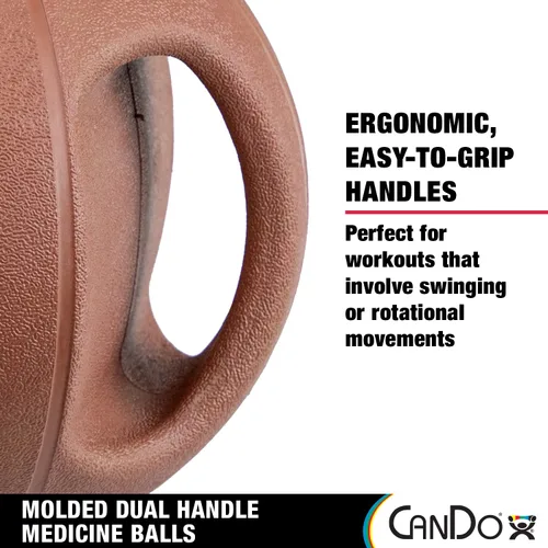 Vista 5 de CanDo Balón medicinal moldeado de doble mango para entrenamiento de fuerza, entrenamientos de núcleo, calentamientos, cardiometría y pliometría