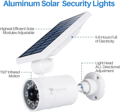 Vista 2 de Luz solar con sensor de movimiento para exteriores, impermeable, de 2, luces solares de movimiento, cámaras de aluminio, focos de seguridad