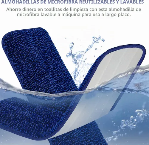 Vista 4 de Mopa con aerosol para limpieza de suelos, mopa de piso de madera microfibra TRAV-ROUND con 5 almohadillas lavables reutilizables para limpieza