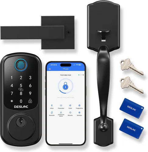 Vista 16 de DESLOC Cerradura de puerta inteligente de huella dactilar B200, cerrojo de Negro