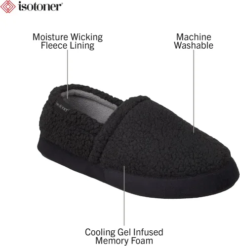 Vista 2 de isotoner Pantuflas bereber con espalda cerrada para hombre con espuma viscoelástica cómoda y forro transpirable Negro