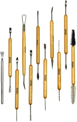 Vista 3 de VViViD Sculpt - Kit de herramientas manuales para esculpir cerámica y arcilla con mango de madera con punta de acero de 11 piezas