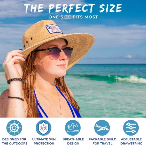 Vista 4 de Qwave Sombrero de paja lavable a la piedra plegable para hombres y mujeres, sombrero de paja de playa que protege del sol del verano