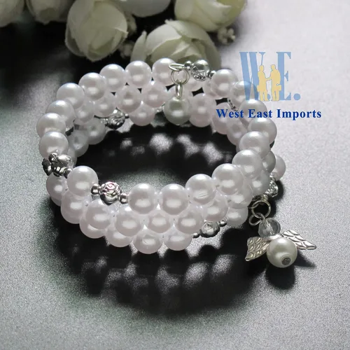 Vista 6 de WE Bautismo favor 12PC Rosario Wrap Angel Pulsera Recuerdos de Bautizo Bautizo Regalo para Invitados Blanco Perla - Recuerdos de Bautizo - Recuerdos