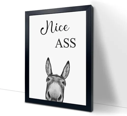 Vista 13 de Decoración de habitación de asno con estampados de animales, bonito cartel de citas de culo en el baño, decoración divertida para el baño, carteles
