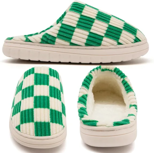 Vista 20 de Jaeynow Pantuflas mullidas para mujer en interiores, zapatos de casa unisex de espuma viscoelástica para hombre, zapatos de invierno cálidos