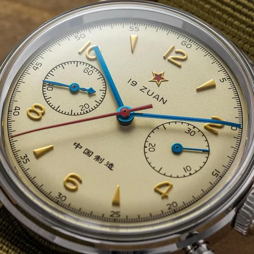 Vista 4 de Retro-Chronograph 1963 Original ST1901 Movement Men Mechanical Watch Hand Winding Sapphire & Acrylic Mirror Pilot Wristwatch
