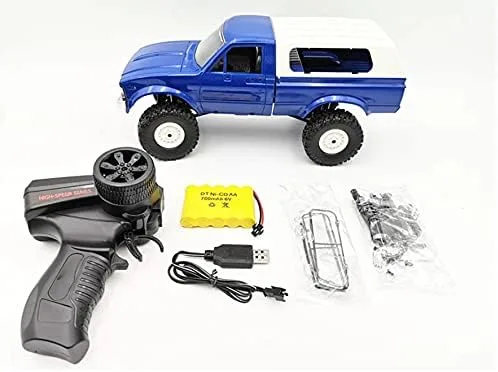 Vista 3 de WPL C24 1/16 2.4GHz 4WD RC Car Crawler Faro Control Remoto Crawler Off-Road Pick-up Truck RTR Juguete Niño, Niña y Adulto (azul)