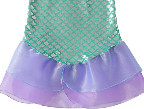 Vista 7 de Vestido de sirena para niñas disfraz de princesa Ariel para Halloween y cosplay
