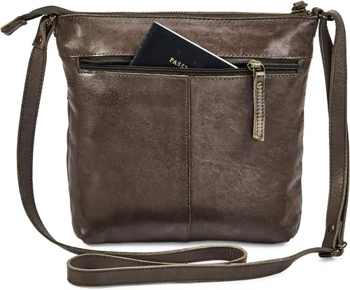 Vista 5 de Bolso cruzado de cuero real para mujer, bolso cruzado de viaje, bolso de hombro, pequeño bolsillo vintage Real Leather, Travel, Shoulder, Small