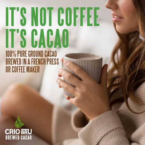 Vista 3 de Crio Bru Brewed Cacao Ghana French Roast Bolsa de 1.5 libras (24 onzas) – Bebida saludable natural alternativa al café Granos de cacao molidos