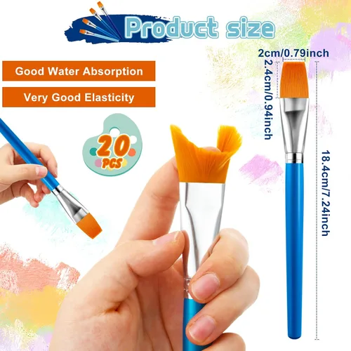 Vista 2 de Honoson Pinceles de pintura para pintura acrílica, pinceles grandes a granel con mango de madera para acrílico, acuarela, óleo, manualidades, arte