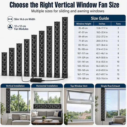 Vista 7 de 42-46in Window Exhaust Fan Vertical Exhaust Fan For Sliding Windows Reversible Fan