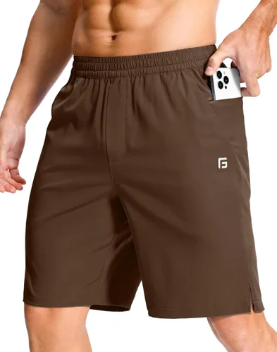 Vista 88 de GGJ Pantalones cortos deportivos ligeros para hombre con 2 bolsillos con cremallera de 7/5/9 pulgadas, pantalones cortos de tenis de secado rápido