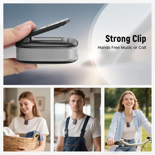 Vista 5 de Wearable Bluetooth Speaker, IPX7 Waterproof Clip-on Mini Speakers Negro