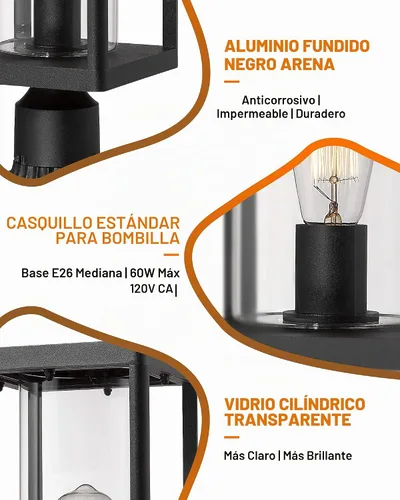 Vista 3 de Beionxii Farol de poste para exteriores, luminaria de poste moderna grande de 20 pulgadas, luces de pilar exteriores con base de montaje para pilar
