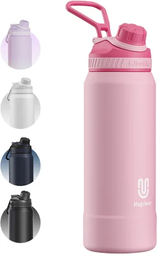 Vista 13 de Botella de agua aislada de 24 onzas, acero inoxidable al vacío de doble pared, diseño de boca ancha, botella reutilizable a prueba de fugas
