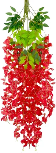 Vista 47 de Paquete de 5 guirnaldas de flores colgantes de glicina rosa, enredaderas de flores artificiales de 3.77 pies, glicinia falsa, guirnalda colgante