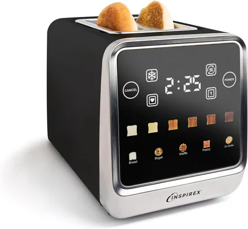 Vista 12 de Inspirex - Tostadora de palanca con pantalla táctil de dos rebanadas, color negro