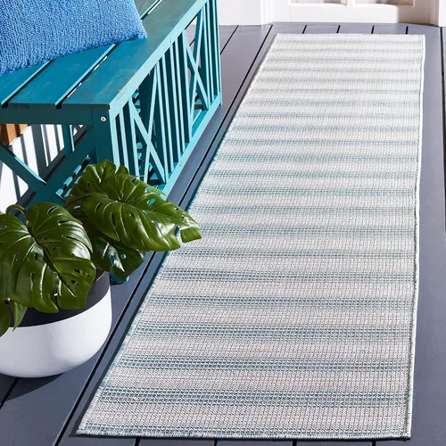 Vista 26 de SAFAVIEH Hampton Collection - Alfombra lavable para exteriores de 2 x 9 pies, color marfil y gris, no desprende pelusa y fácil de limpiar, ideal
