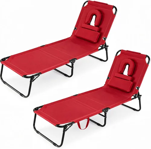 Vista 16 de GYMAX Silla bronceadora, sillas plegables con orificio para la cara y funda, asa de transporte de almohada extraíble, portátil, compacta, diseño al