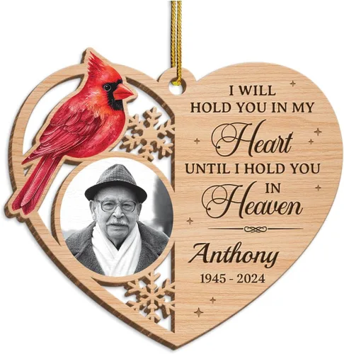 Vista 10 de Adorno conmemorativo personalizado de foto personalizado Cardinal de acrílico para regalo conmemorativo de condolencia de ser querido, recuerdo