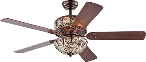 Vista 2 de Gracewood Hollow Inada - Ventilador de techo de bronce rústico (52 pulgadas)