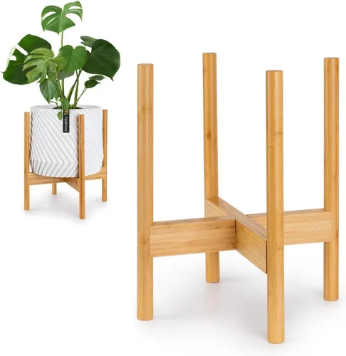 Vista 15 de Fox & Fern - Soporte moderno de medio siglo para maceta, sin maceta de cerámica blanca Plug In Design, Holds 175 lbs, Two High Options, Fixed