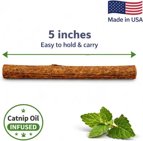 Vista 3 de Silvervine Stick para gatos con aceite de hierba gatera (1 varilla) – Matatabi Masticable para gatos juguete dental para limpieza de dientes