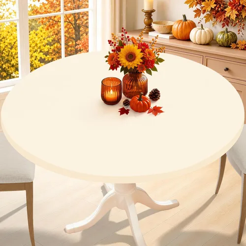 Vista 28 de Smiry - Mantel redondo de elastano, manteles ajustados lavables elásticos para mesas de 36 a 44 pulgadas, cubierta de mesa de picnic elástica