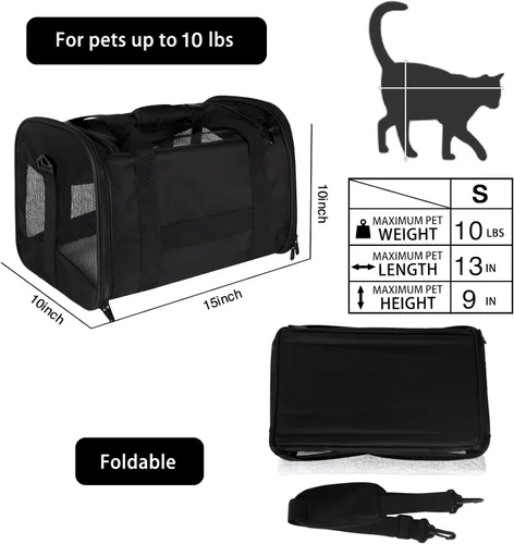 Vista 2 de Estuche de transporte para gatos, aprobado por aerolíneas, portátil y transpirable, transportador de viaje para mascotas, almohadilla de forro polar