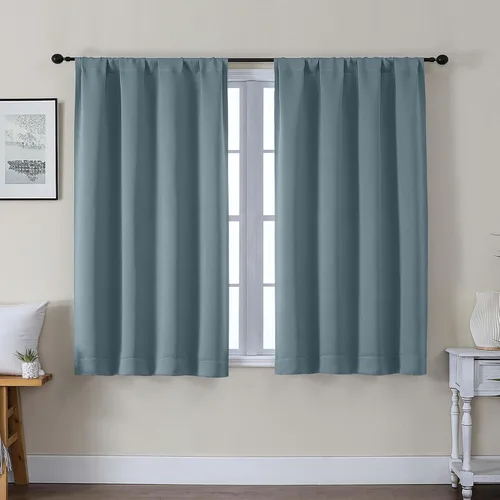 Vista 112 de Gwine Cortinas opacas para dormitorio, 54 pulgadas de largo, paneles de cortina de ventana con aislamiento térmico y reducción de ruido, cortinas