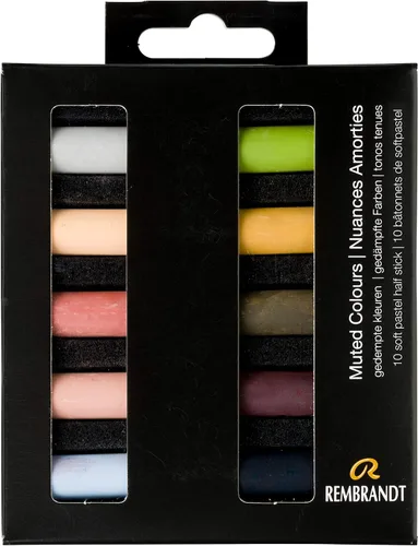 Vista 10 de Rembrandt Juego de micro pastel suave, medias barras de 5 piezas, Siennas quemadas Half-Stick Pastels Set for Smooth Color Transfer, High