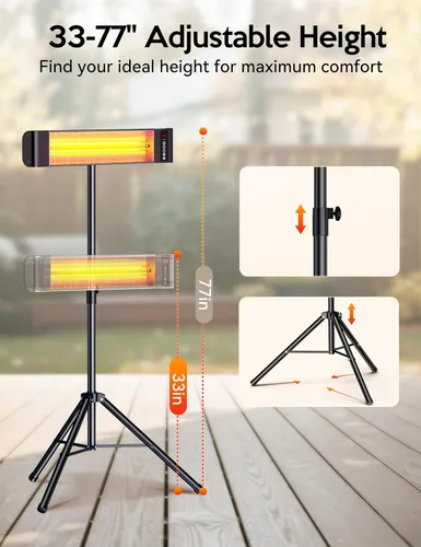 Vista 7 de VAGKRI Calentadores para exteriores, calentador eléctrico infrarrojo para patio con control remoto y temporizador de 12 horas, impermeable IP65, 3