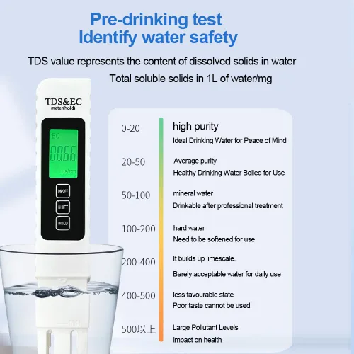Vista 7 de Kits de prueba de agua multifuncionales 3 en 1 para agua potable y piscina - TDS digital preciso, temperatura, medidor EC medidor de agua