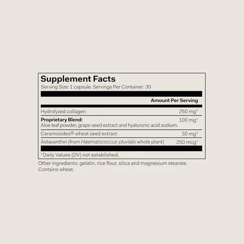 Vista 2 de The Nue Co. Suplemento HIDRATOR para la piel, contiene colágeno hidrolizado, aloe y ácido hialurónico, sin gluten, 30 cápsulas