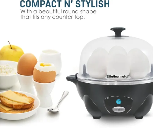 Vista 4 de Elite Gourmet EGC710DKG Cocedor Rápido de Huevos, 7 Huevos Hervidos Fáciles de Pelar, Duros, Medianos, Suaves, Escalfador, Máquina para Omelettes
