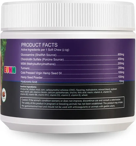 Vista 2 de Masticables de apoyo para cadera y articulaciones para perros, glucosamina condroitina MSM, 120
