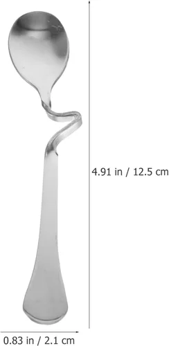 Vista 5 de SOLUSTRE 6 cucharas de café expreso de acero inoxidable con mango curvo, cucharas de mezcla de café con leche y miel, cucharas de postre