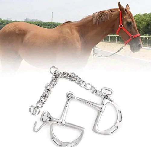 Vista 5 de Jointed Uxeter Kimberwicke Bit - Rodillo de boca para masticar caballos de acero inoxidable (longitud de la boca del caballo, 4.921 in)