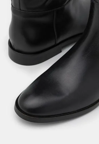 Vista 5 de Ouepiano Botas de equitación altas hasta la rodilla para mujer, punta redonda, cremallera lateral, hebilla de metal, botas de invierno de moda