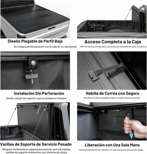 Vista 5 de Toptiny - Cubierta de cama de camioneta plegable de perfil bajo, se adapta a Ford F-150 2004-2014 de 5'5" de largo (66")