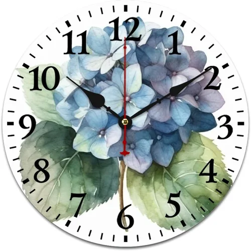 Vista 13 de Reloj de pared de madera de 10 pulgadas, acuarela, rústico, eucalipto, reloj de pared de madera rústica, cuarzo, sin tictac, número arábigo, hoja