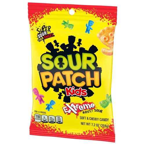 Vista 13 de SOUR PATCH KIDS Extreme Sour Soft & Chewy Gummy Candy, caramelos a granel, bolsas de 12 - 7.2 onzas