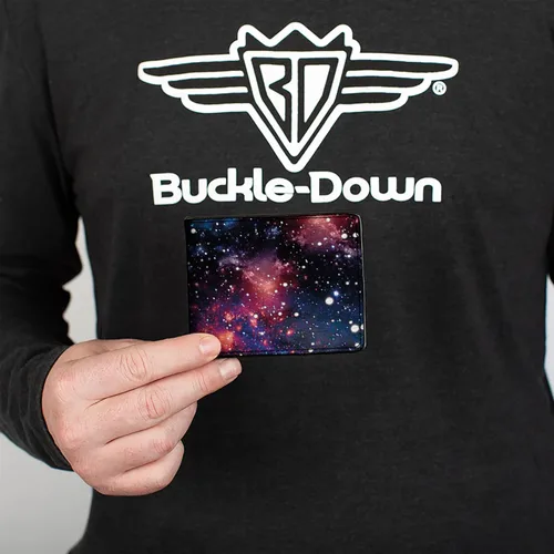 Vista 3 de Buckle-Down Billetera plegable de PU para hombre, collage de polvo, multicolor, 4.0" x 3.5", Varios