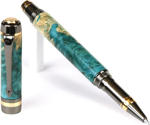 Vista 11 de Lanier Pens Pluma estilográfica Elite - Gun Metal - Negro y Blanco Ébano