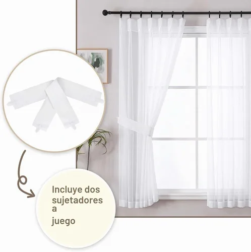 Vista 5 de OWENIE - Cortinas semitraslúcidas con plisado de pellizco blanco de 96 pulgadas de largo para dormitorio y sala de estar, cortinas modernas de aire