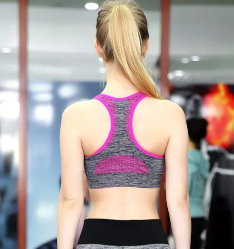 Vista 3 de Sujetador deportivo sin costuras, con bolsillo de alto impacto, para mujer