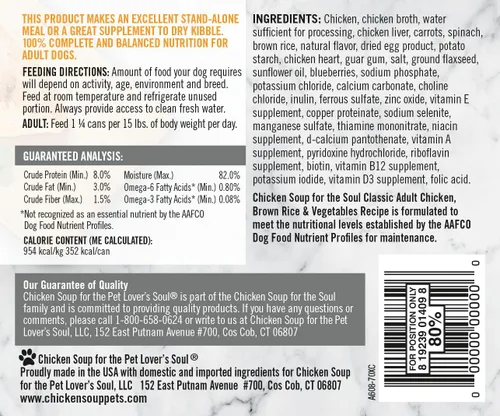 Vista 2 de Chicken Soup for The Soul All Natural Premium - Alimento húmedo para perros adultos, primer ingrediente de carne real, sin subproductos, pollo